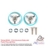 Tamiya #95348 - 17mm Aluminum Roller with Plastic Ring Light Blue