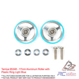 Tamiya #95348 - 17mm Aluminum Roller with Plastic Ring Light Blue