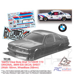 Team C Clear Body Shell TC135OR 1/10 BMW 635 (Width 190mm, WheelBase 258mm)
