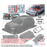 Team C Clear Body Shell TC136 1/10 Pandem Honda EG6 (Width 200mm, WheelBase 258mm)