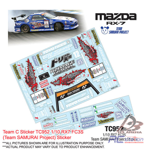 Team C Sticker TC952 1/10 RX7 FC3S (Team SAMURAI Project) Sticker