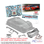 Team C Clear Body Shell TC057 1/10 NSX 2007 (Width 190mm, WheelBase 258mm)