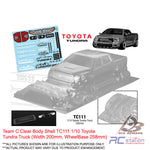 Team C Clear Body Shell TC111 1/10 Toyota Tundra Truck (Width 200mm, WheelBase 258mm)
