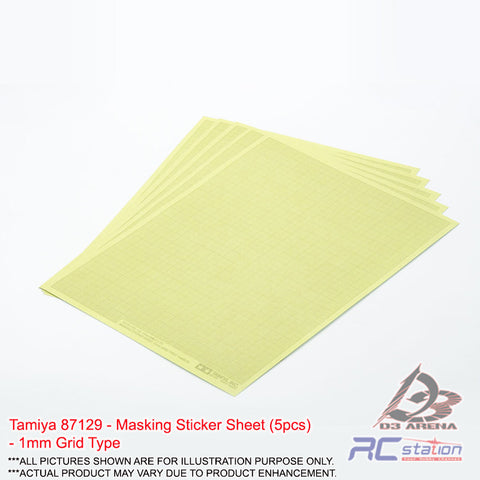 Tamiya #87129 - Masking Sticker Sheet (5pcs) - 1mm Grid Type