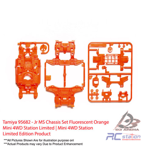 Tamiya #95682 - Jr MS Chassis Set Fluorescent Orange Mini 4WD Station Limited | Mini 4WD Station Limited Edition Product