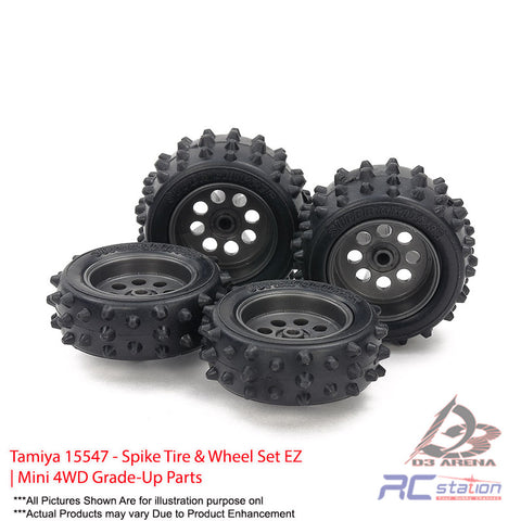 Tamiya #15547 - Spike Tire & Wheel Set EZ | Mini 4WD Grade-Up Parts
