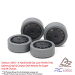Tamiya #15545 - Jr Hard Small Dia. Low-Profile Tires (26mm,Gray) & Carbon Dish Wheels for Super X & XX Chassis
