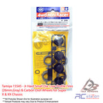 Tamiya #15545 - Jr Hard Small Dia. Low-Profile Tires (26mm,Gray) & Carbon Dish Wheels for Super X & XX Chassis