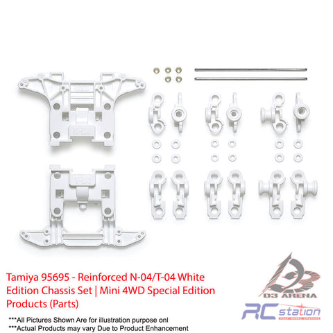 Tamiya #95695 - Reinforced N-04/T-04 White Edition Chassis Set | Mini 4WD Special Edition Products (Parts)
