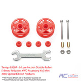 Tamiya #95697 - Jr Low-Friction Double Rollers (19mm, Red) Mini 4WD Accessory Kit | Mini 4WD Special Edition Products