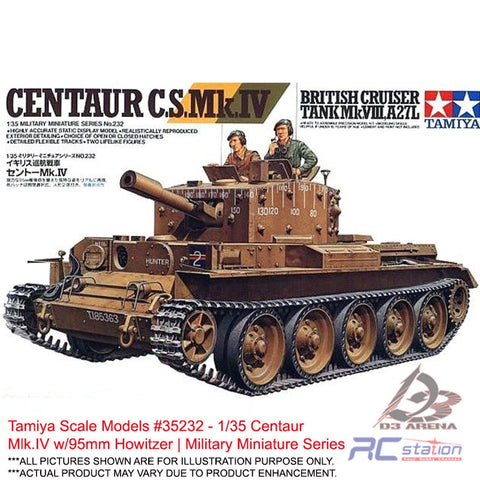 Tamiya Scale Models #35232 - 1/35 Centaur Mlk.IV w/95mm Howitzer | Military Miniature Series