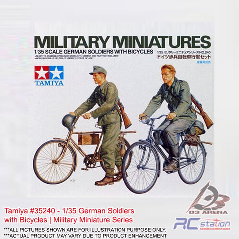 Tamiya Scale Models #35240 - 1/35 German Soldiers with Bicycles | Military Miniature Series