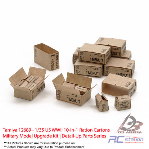 Tamiya #12689 - 1/35 US WWII 10-in-1 Ration Cartons Military Model Upgrade Kit | Detail-Up Parts Series