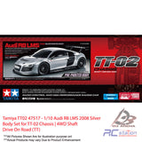 Tamiya TT02 #47517 - 1/10 Audi R8 LMS 2008 Silver Body Set for TT-02 Chassis | 4WD Shaft Drive On Road (TT)