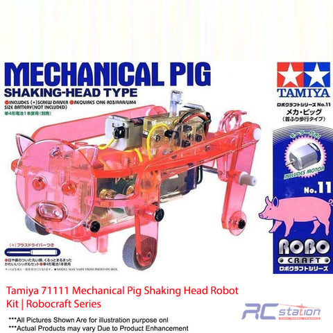 Tamiya #71111 Mechanical Pig Shaking Head Robot Kit | Robocraft Series