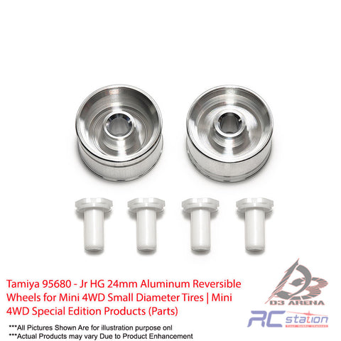 Tamiya #95680 - Jr HG 24mm Aluminum Reversible Wheels for Mini 4WD Small Diameter Tires