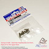 Tamiya #51630 - Steel Hex Head Screws 3x12mm, Pack of 10 | R/C Spare Parts