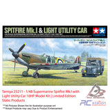 Tamiya #25211 - 1/48 Supermarine Spitfire Mk.I with Light Utility Car 10HP Model Kit | Limited Edition Static Products