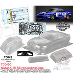 Team C Racing Clear Body Shell TC043 1/10 Nissan GTR R33 (Width 190mm, WheelBase 258mm)