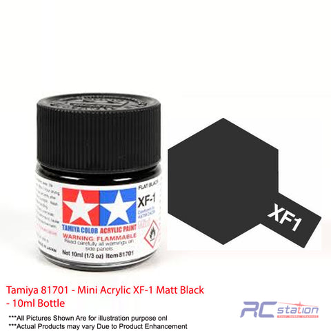 Tamiya Acrylic Mini XF-1 Flat black - 10ml Bottle #81701