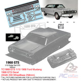 TeamC Racing 1/10 Clear Body Shell 1968 Ford Mustang (Width 190mm, WheelBase 258mm)