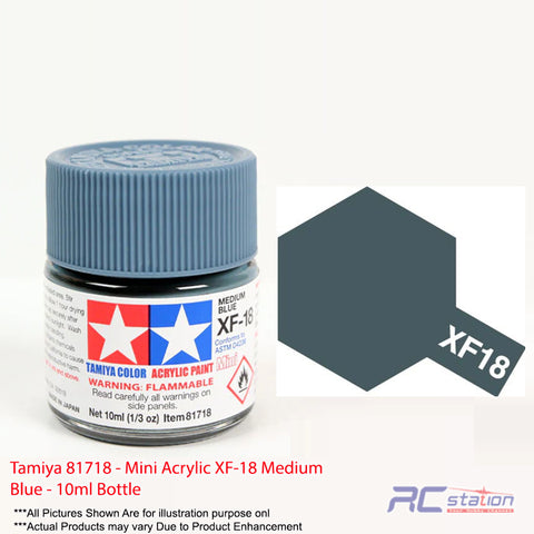 Tamiya Acrylic Mini XF-18 Medium Blue - 10ml Bottle #81718
