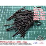 Tamiya Screw M2 Philip Flat Scew, M2 CSK Screw, 10 Sizes (6,8,10,12,16,20,25,30,35,40mm)