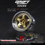 DS Racing #DE-018 - Drift Element Wheel - Adj. Offset (2) / Gold Face Chrome Lip with Gold Rivets