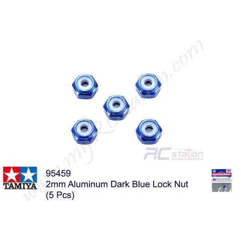 Tamiya #95459 - 2mm Aluminum Dark Blue Lock Nut (5 Pcs.)[95459]