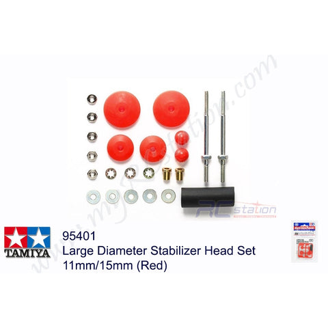 Tamiya #95401 - Large Diameter Stabilizer Head Set 11mm/15mm (Red)[95401]