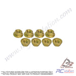 3Racing #3RAC-NS40/GO - 4mm Aluminum Locknut Serrated (8pcs) -gold