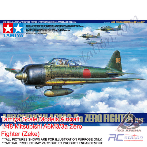 Tamiya Scale Models Aircraft #61108 - 1/48 Mitsubishi A6M3/3a Zero Fighter (Zeke) [61108]