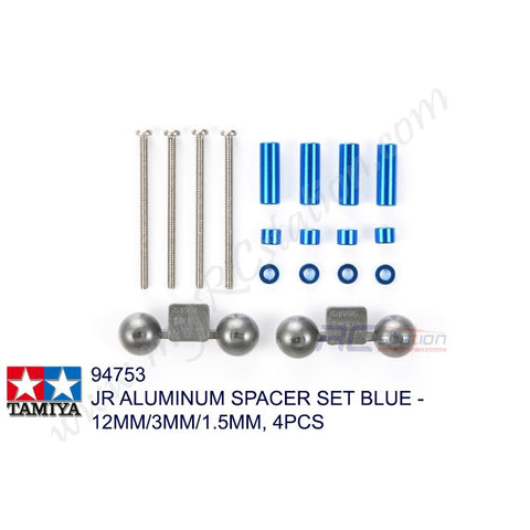 Tamiya #94753 - JR Aluminum Spacer Set Blue - 12mm/3mm/1.5mm/4pcs [94753]