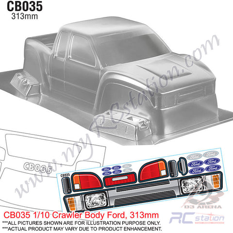 Team C Crawler Clear Body Shell CB035 1/10 Crawler Body Ford Cliff Hanger (Width 180mm, WheelBase 313mm)