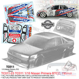 Team C Racing Clear Body Shell TC011 1/10 Nissan Primera BTCC (Width 190mm, WheelBase 258mm)