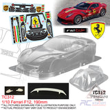Team C Body Shell 1/10 Clear Body TC312 1/10 Ferrari F12, (Width 190mm, WheelBase 258mm)