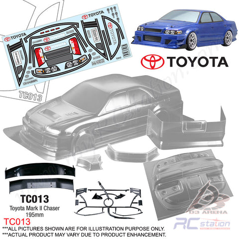 TeamC Racing Clear Body Shell TC013 1/10 Toyota Mark II Chaser (Width 195mm, WheelBase 258mm)