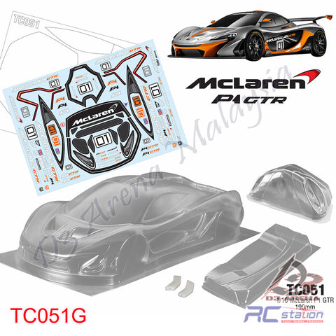 TeamC Racing 1/10 Clear Body Shell TC051 Mclaren P1 GTR (Width 190mm, WheelBase 258mm)