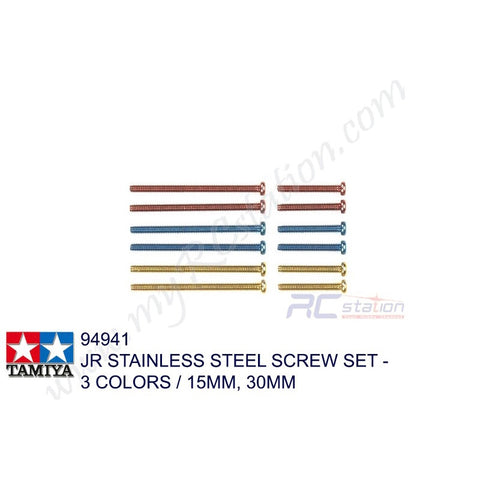 Tamiya #94941 - JR Stainless Steel Screw Set - 3 Colors / 15mm, 30mm [94941]