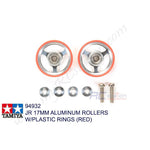 Tamiya #94932 - JR 17mm Aluminum Rollers - w/Plastic Rings (Red) [94932]