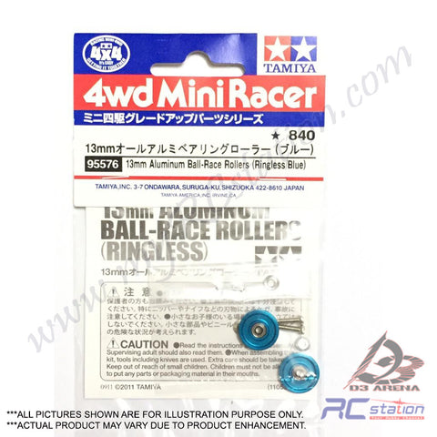 Tamiya #95576 - 13mm Aluminum Ball-Race Rollers (Ringless/Blue) [95576]