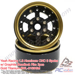 Yeah Racing #WL-0169GM - Yeah Racing 1.9 Aluminum CNC 6 Spoke w/ Graphite Beadlock Rim 2pcs Gold Titanium