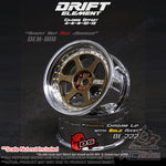 DS Racing #DE-222 - Drift Element Wheel Rim Series II - Adjustable Offset (2) / Bronze Face Chrome Lip with Gold Rivets