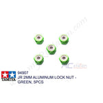 Tamiya #94907 - JR 2mm Aluminum Lock Nut Green 5 Pcs [94907]
