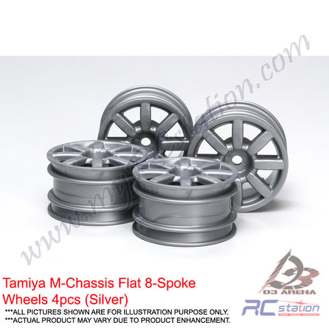 Tamiya #51334 - Tamiya M-Chassis Flat 8-Spoke Wheels 4pcs (Silver) [51334]