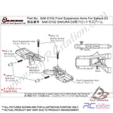 3Racing #SAK-D102 - Front Suspension Arms For Sakura D3 #SAK-D102