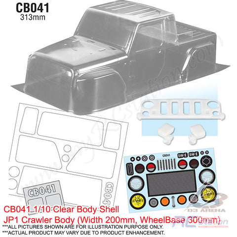 Team C Crawler Clear Body Shell CB041 1/10 JP1 Crawler Body (Width 200mm, WheelBase 300mm)