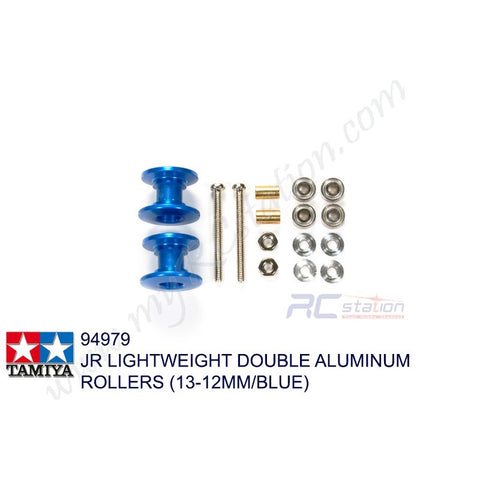 Tamiya #94979 - JR Lightweight Double Aluminum Rollers (13-12mm/Blue) [94979]