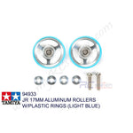 Tamiya #94933 - JR 17mm Aluminum Rollers - w/Plastic Rings (Light Blue) [94933]