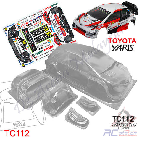 TeamC Racing 1/10 Clear Body Shell TC112 Toyota Yaris WRC (Width 190mm, WheelBase 258mm)